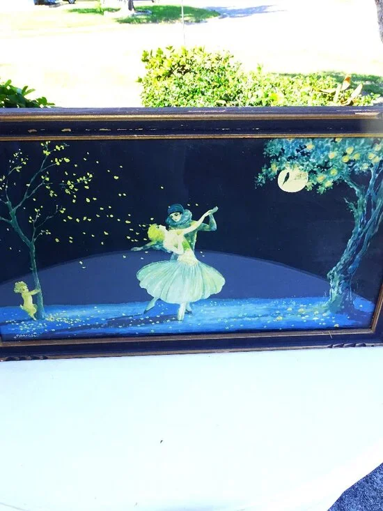 Vintage Mary Gold print of the painting Idyllic Night. Circa 1920s - Picture 2 of 6